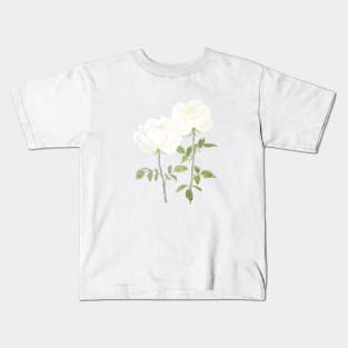 two white rose ink and watercolor Kids T-Shirt